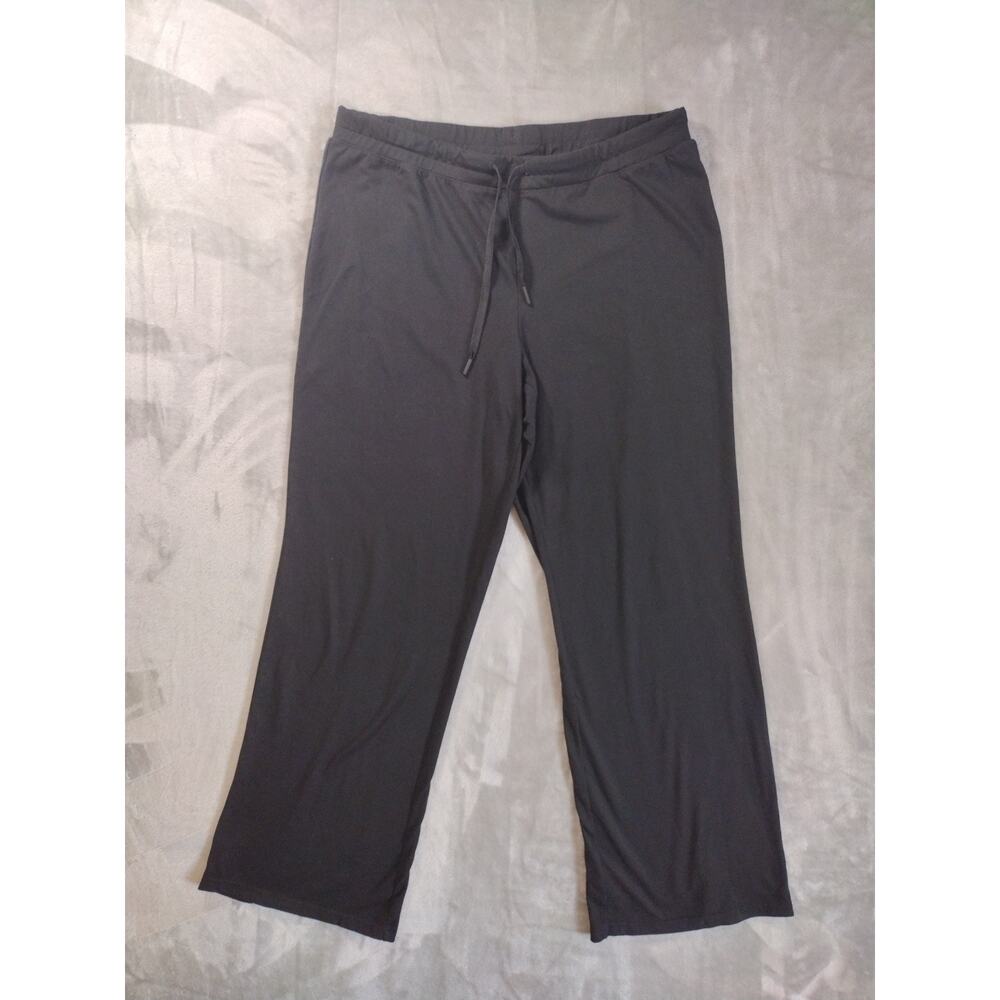 Quince Flowknit Pants Womens L Black Wide Leg Performance Yoga Pilates Casual